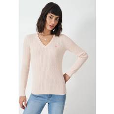 Crew Clothing Cotton & Cashmere V-Neck Cable Jumper
