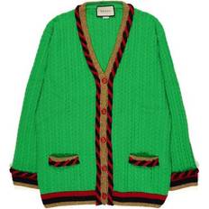 Gucci Cardigans Gucci Stripe Splicing Loose Knit Cardigan - Green