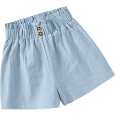 Shein Girls Paperbag Waist Button Detail Shorts