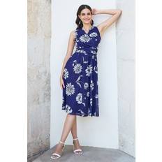 Natural Dresses Yumi Floral Print Stretch Mesh Dress - Blue
