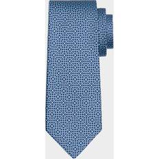Cravates Ferragamo Men Square Gancini Print Silk Tie - Blue