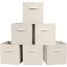 Fabric Organiser 6 Foldable Storage Container Storage Box Cube Beige