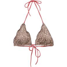 Pull&Bear Dame Badetøj Pull&Bear Trekantsbikinitop Med Kontrasterende Detaljer Og Leopardprint - Lysebeige/Brun