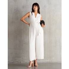 Seraphine Linen Mix Zip-Front Maternity Nursing Jumpsuit