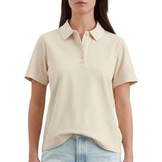 Marc O'Polo Dam Pikétröjor Marc O'Polo O’Polo Poloshirt Short-sleeve Flat Knit Dam Kortärmade Pikétröjor - Natural Cotton