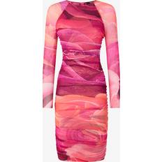 Roberto Cavalli Sheath Dress With Rose Print - Fuchsia