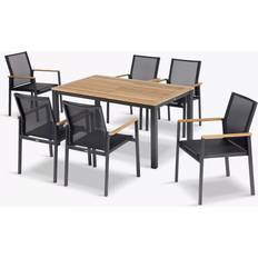 Teak Patio Dining Sets Barlow Tyrie Aura 6-Seater Teak Wood Garden Table & Chairs Charcoal/Natural Patio Dining Set