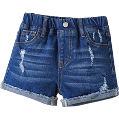 Shein Toddler Girls Ripped Roll Up Hem Denim Shorts