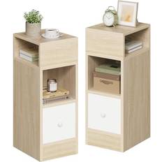Smalt Nattduksbord Med 2 Öppna Hyllplan 25 x 66 x 30 cm