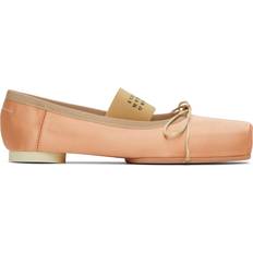 Pink Ballerinas MM6 Maison Margiela Pink Satin Pointe Logo Ballerina Flats - Amberlight