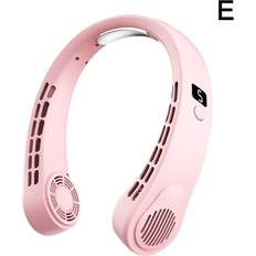 Willbond Portable Neck Fan USB Handheld Mute LED Digital Display L4K7-800mAh-Pink