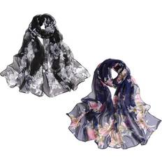 Acotavie 2 Pcs Lightweight Floral Print Shawls - A8