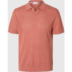 Hør Polotrøjer Selected Lino Knit Crochet Open Polo - Rose
