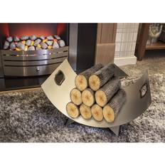 Garden Mile Fireside Log Holder Curved Silver Fireplace Wood Burner Accessories
