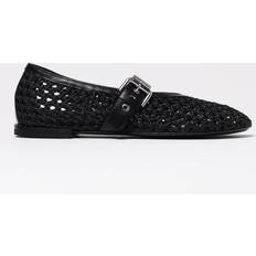 Premiata Skor Premiata Baby Raffia Och Läder Med Nickel Spänne - Black