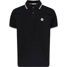 Moncler Pikétröjor Moncler Striped Trim Cotton Piquet Polo Shirt - Black