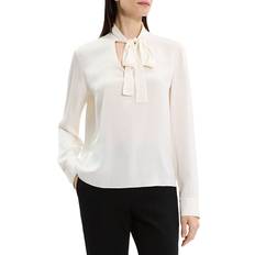 Theory Clothing Theory Tie Neck Silk Blouse - Ivory