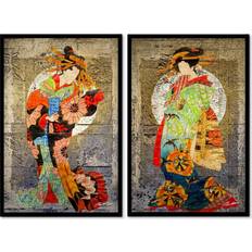 John Lewis Geisha Entertainer Print & Mount Set of 2 62 x 42 cm Framed Art