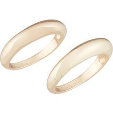 Domed Band Ring Set - Metallic Gold
