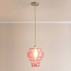 ValueLights Lane Glass 5 Tier Layered Shade Brushed Chrome Ceiling Light Pendant Lamp