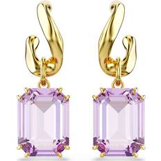 Purple Earrings Swarovski Millenia Drop Earrings Octagon Cut - Purple