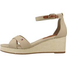 Hvid Sandaler med hæl Tommy Hilfiger Flag Criss-Cros Mid Wedge Espad - Beige