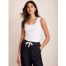 Mint Velvet Scallop Trim Vest Top - White