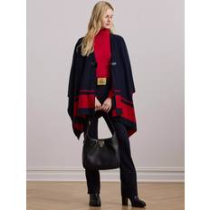 Cashmere Capes & Ponchos Two-Tone Intarsia Poncho - Blue