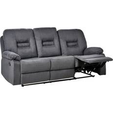 Beliani Modern Fabric Recliner Manual Reclining Padded 3 Seater Grey Bergen II Sofa