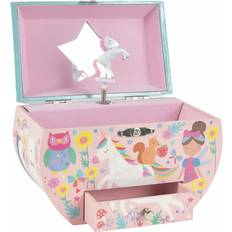 Children Jewellery Storage Floss & Rock Musical Jewellery Box Oval Shape - Rainbow Fairy