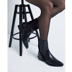 Boots River Island Womens Black Leather Chelsea Western Ankle Boots - 3