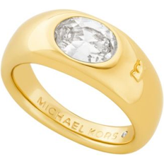 Michael Kors Guldpläterad Ringar Michael Kors 14K Gold-Plated Brass Oval Stone Ring - Gold/White