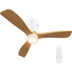 Takfläkt Med LED-Ljus 6 Hastigheter Fjärrkontroll Ljusbrun