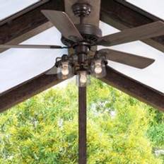 Garden Sanctuary 5 Wood-Textured-Blade Ceiling Fan Light with Remote