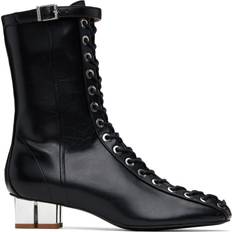 Ganni Ankelboots Ganni Oleatex Eyelets Lace-Up Ankle Boots - Black