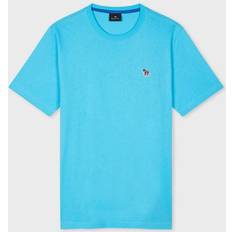 Men - Turquoise T-shirts PS Paul Smith Organic Cotton Zebra Logo T-Shirt - Bright Blue