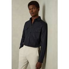 Reiss Overtøj Reiss Whisper Stretch Cotton Twill Twin Pocket Overshirt - Navy