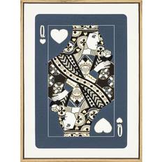 Blue Framed Art Foiled Playing Cards Canvas Multicolour Framed Art