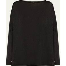 Eskandar Slim Sleeve Slash Neck Sweater - Black