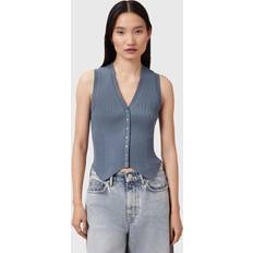 AllSaints Vests AllSaints Cruz Ribbed Waistcoat - Flint Grey