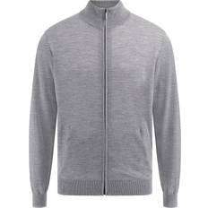 Grey - Men Cardigans Guess Zip-Up Wool Cardigan Sweater - Grey