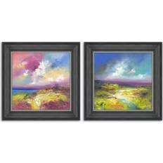 John Lewis Anna Schofield Field Calmness Purple Valley Print Set of 2 53 x 53 cm Framed Art