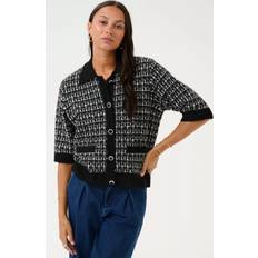 Uld Trøjer Kaffe Birte Cardigan Sort Turtledove - Black/Turtledove