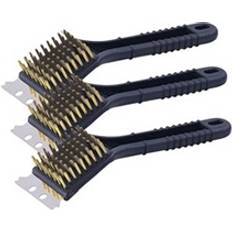 Pearl 3er-Set 2in1 Grill Reinigungs Bürsten Messing Edelstahl Schaber