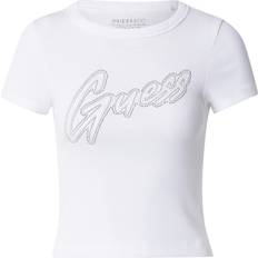 Silver - Women Tops Guess Women's T-shirt Rib - Blanc