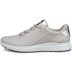 Beige - Women Golf Shoes ecco Golf S-Casual Leather Women's Fashion Trainers - Gravel Silver Metallic