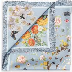 Blue Handkerchiefs Simon Carter Italian Silk Botanical Pocket Square - Light Blue