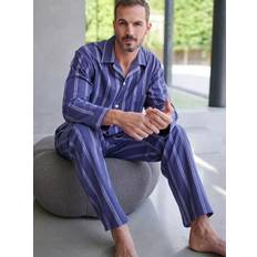 British Boxers Brushed Cotton Stripe Pyjama Set - Dark Blue