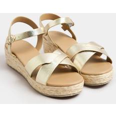 Yours Gold Cross Strap Platform Wedge Sandals - Gold