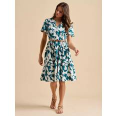 Brakeburn Woodland Leaves Dress - Teal